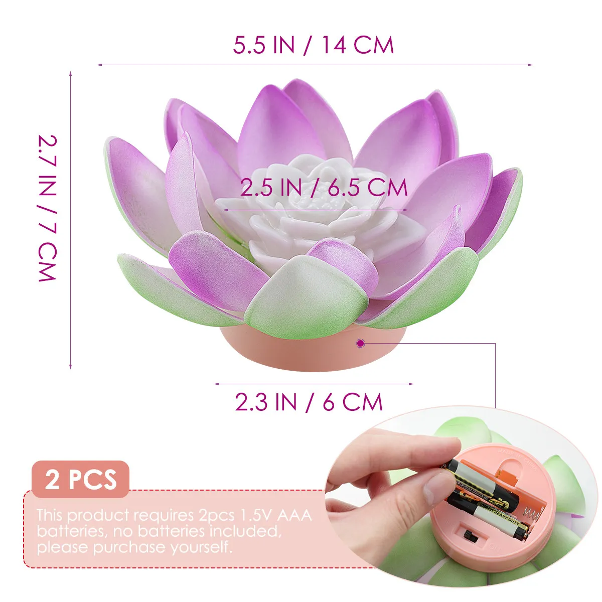 2Pcs LED Lotus Lamp Electronic Flameless Light Realistic Flickering Flower Light Floating Wish Lamp Buddhism Accessory
