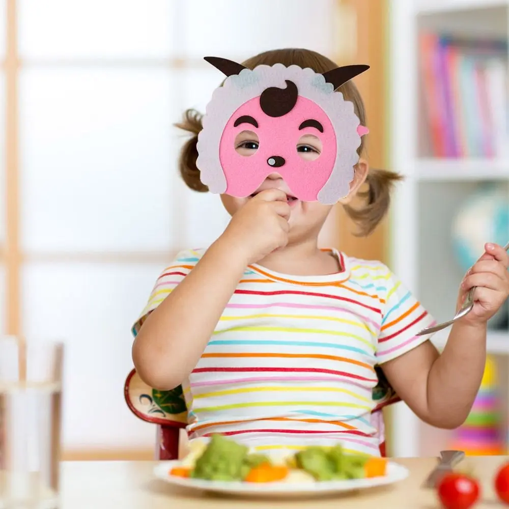 4 pezzi per bambini, maschera per animali in feltro, per bambini, materiale in feltro, mezza maschera per orecchie di animali, design dei cartoni animati