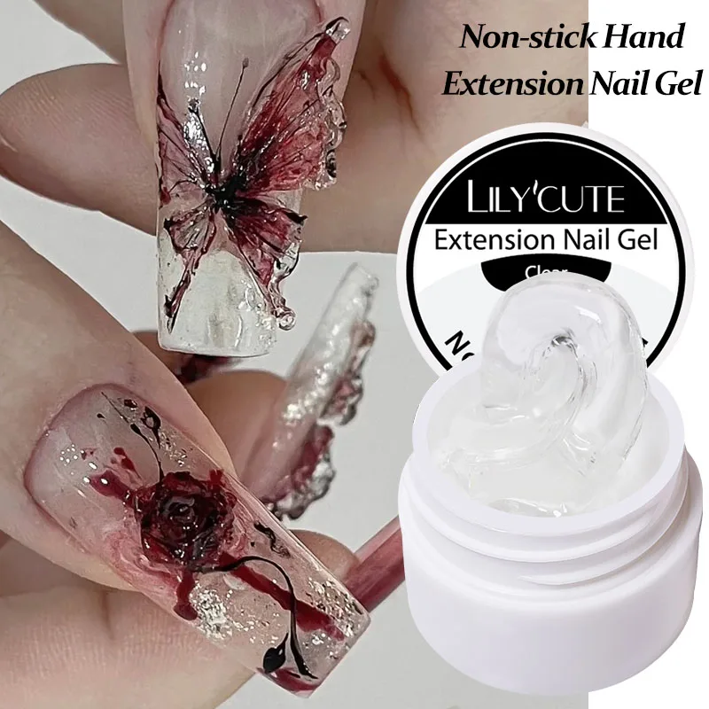 LILYCUTE 8ml Clear Non Stick Hand Extension Gel Nail Polish For 3D Shaping Carving Flower Nail Art Acrylic Hard Gel DIY Manicure