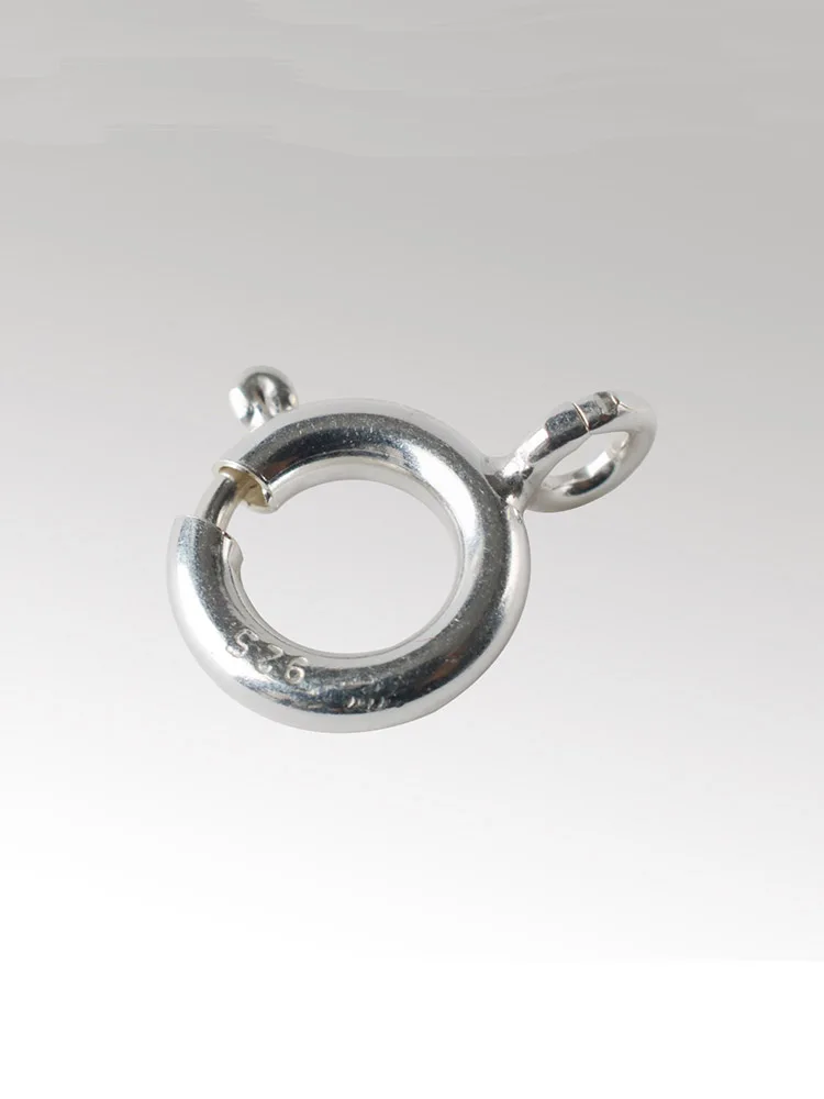 925 Sterling Silver Spring Ring Clasp with Open Jump Ring, 5-8mm Spring Ring Clasps with Open Ring For Jewelry Making Findings