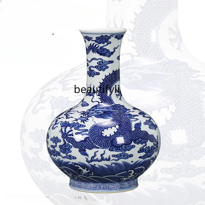 

Ningfeng kiln hand-painted antique vase Jingdezhen ceramic vase vase ornaments living room nordic style home decor