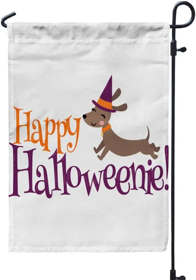 Happy Halloween Dachshund Outdoor Welcome Garden Flag Home Yard Decorative 12X18 Inches Double Sided Seasonal Garden Flags I GGX