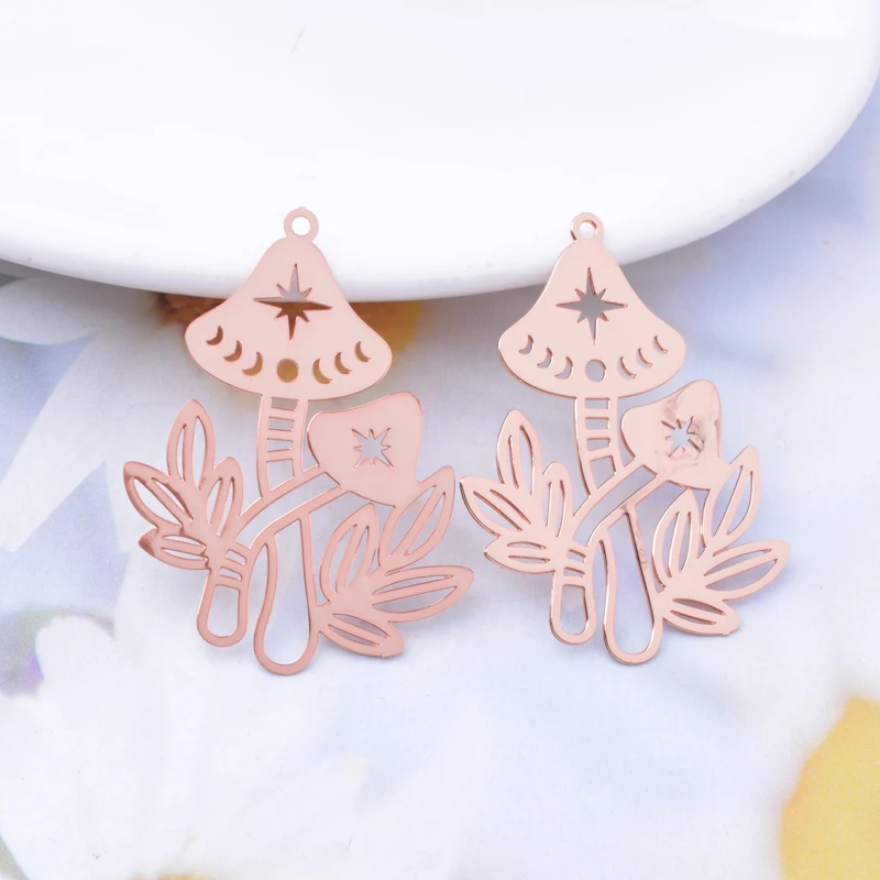 30 Stück AD3481 29,5*35mm Filigrane Pilz-Anhänger Ohrring Metall Messing Dünner Anhänger DIY Schmuck Ohrring Herstellung – Detail 14