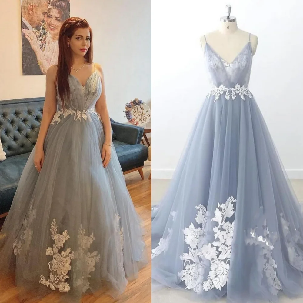 

Jiayigong Tulle Draped Applique Pleat Wedding Party A-line V-Neck Bespoke Occasion Gown Long Dresses Saudi Arabia Evening