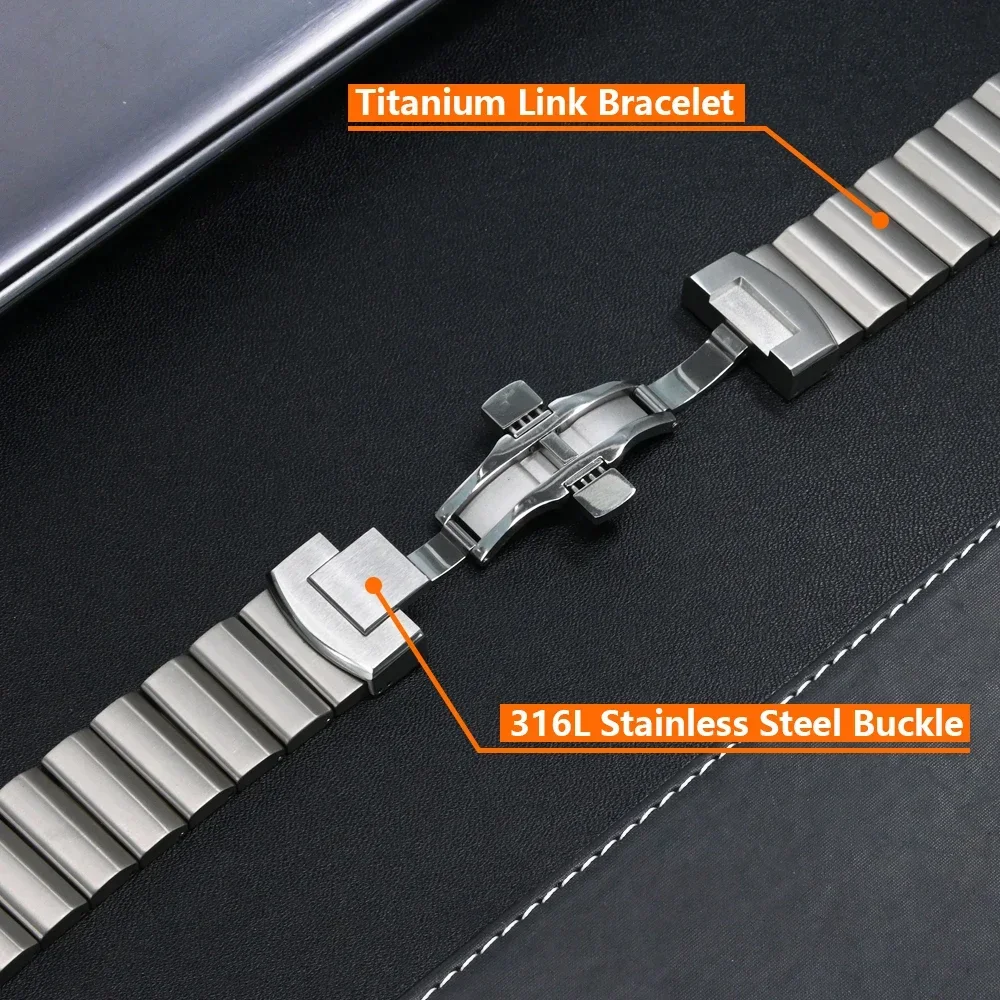 22mm Titanium Strap for OnePlus Watch 2/2R 46mm 316L Stainless Steel Buckle Bracelet for Huawei GT4 GT5 Pro 46mm Amazfit T-REX 3