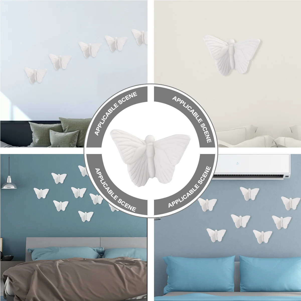 

1Pcs Ceramic Butterfly Wall Hanging White Wall Decor Indoor Outdoor Bedroom Living Room Dining Room Home Crafts Decoration