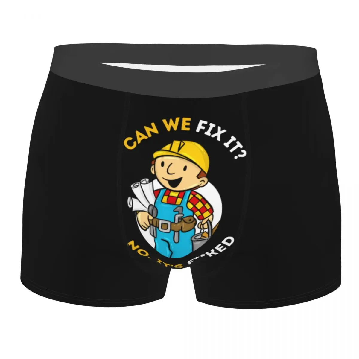 Men Bob The Builder Underwear Can We Fix It Funny Repair Man Hot Boxer Briefs Shorts Panties Homme Polyester Underpants S-XXL