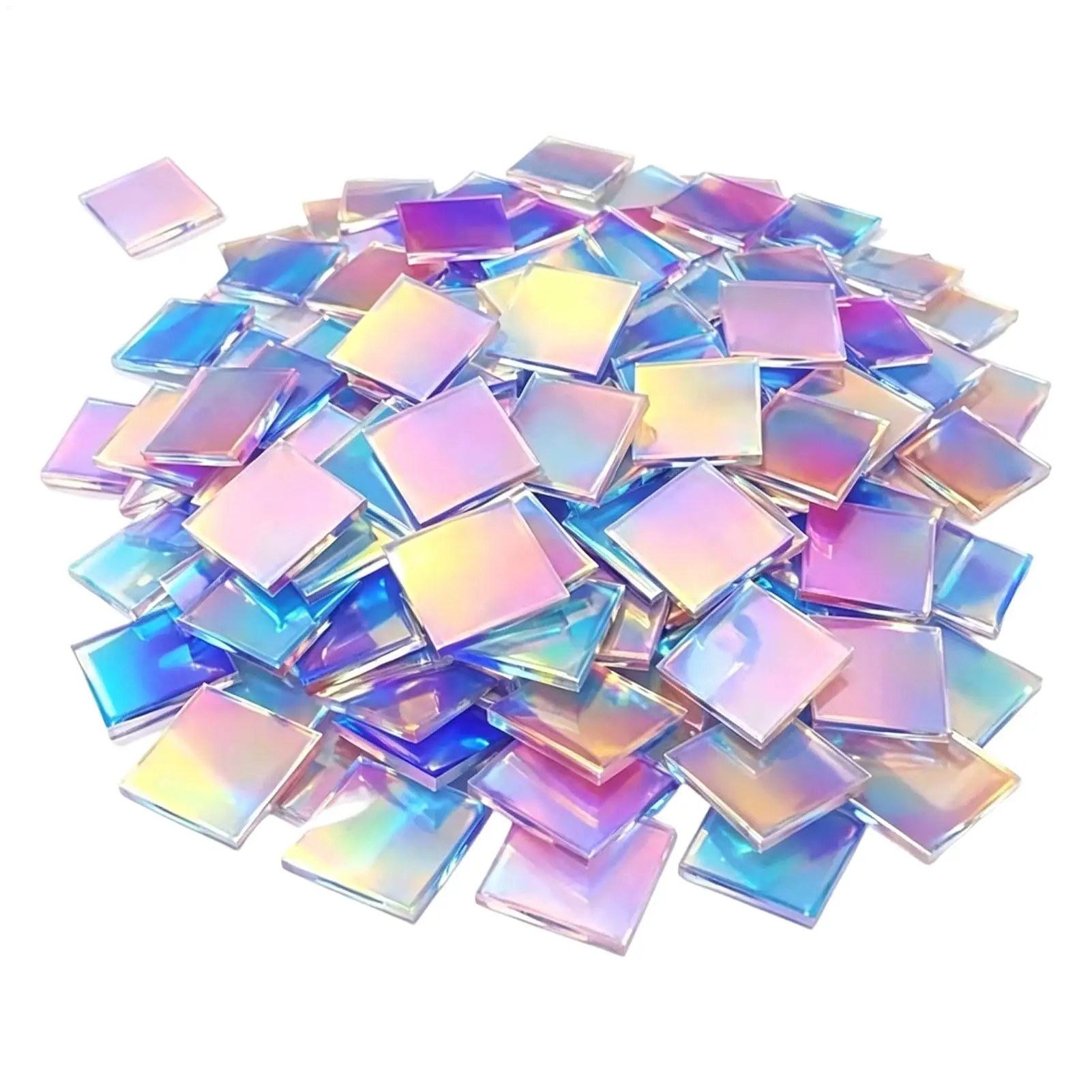 100 Pièces Carrés Acryliques Holographiques Colorés, Feuilles Acryliques Arc-en-ciel Haute Clarté pour Femmes, Hommes, Art de la Résine, Mosaïque, Bijoux, Décoration Intérieure
