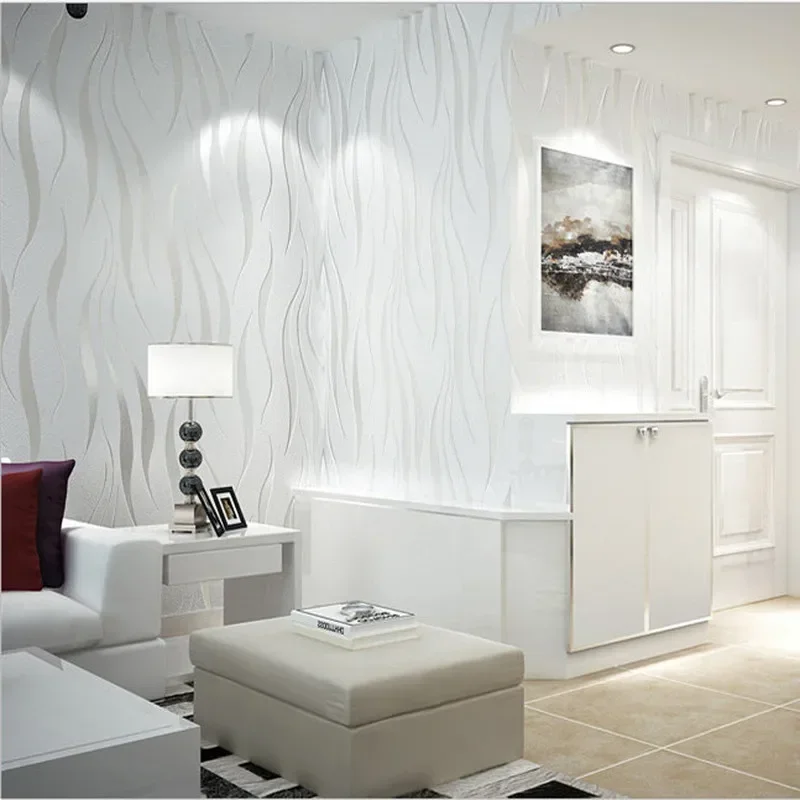 Modern Grey Stripes 3D Abstract Geometric Wallpaper Roll For Room Bedroom Living room Home Decor Embossed Wall Paper