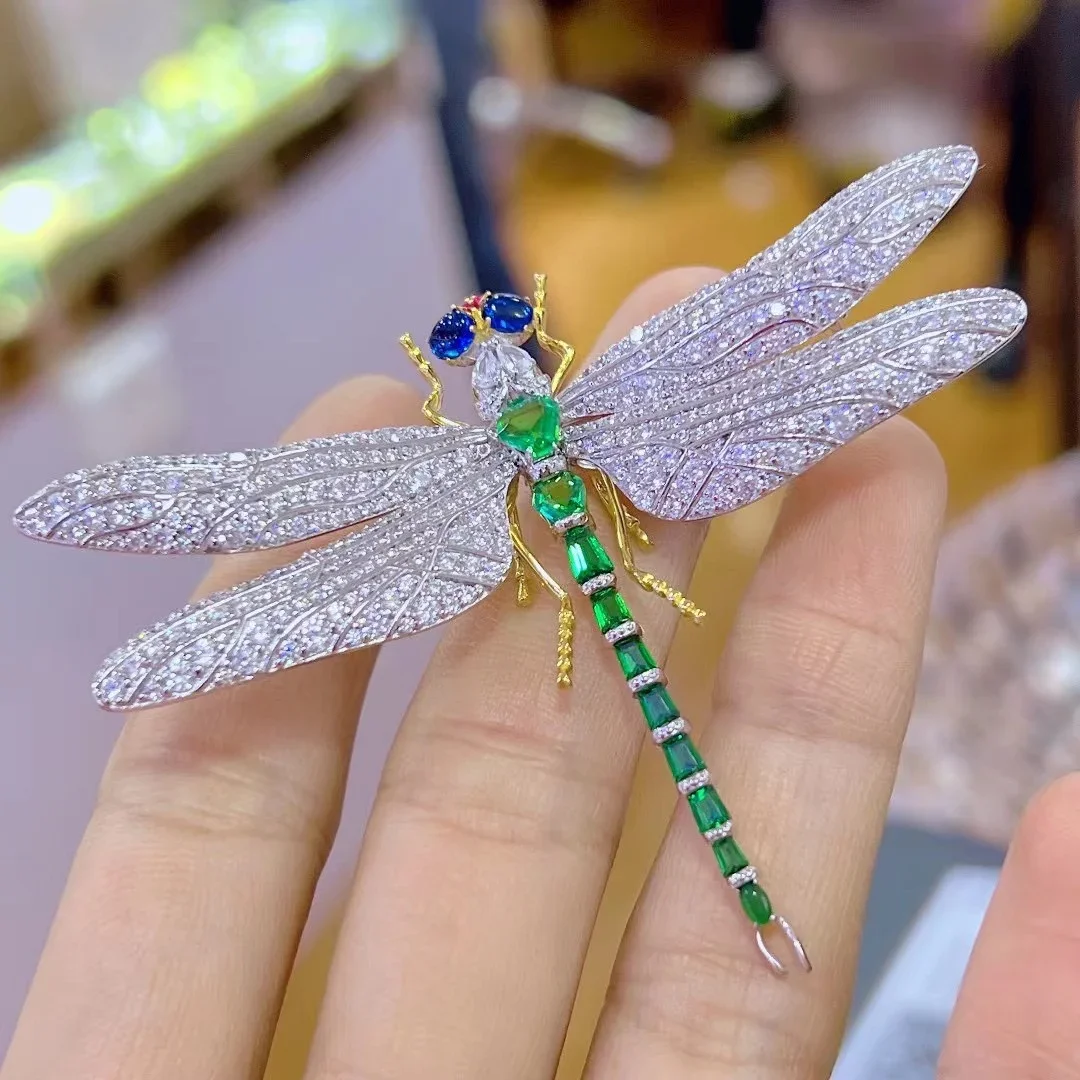 Ruif High Sense Special 925 Silver Dragonfly Brooches for Women 55×74mm Pins Coat Accessories Animal Jewelry Gifts