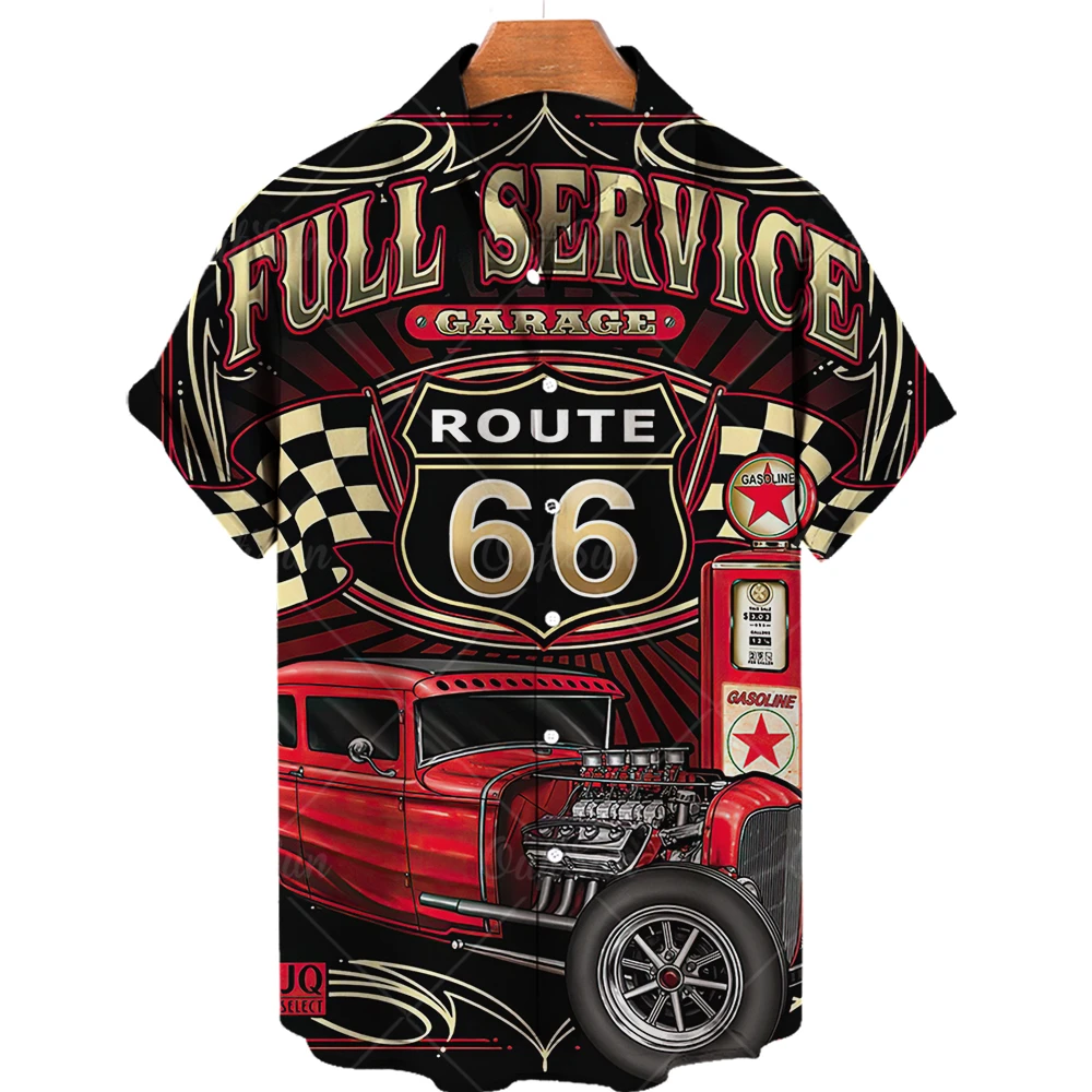 66 Route Biker Men's Shirt 3d Motorcycle Girls Route 66 Shirt For Men American Short Sleeve Oversized Tops Tee Shirt Man Travel