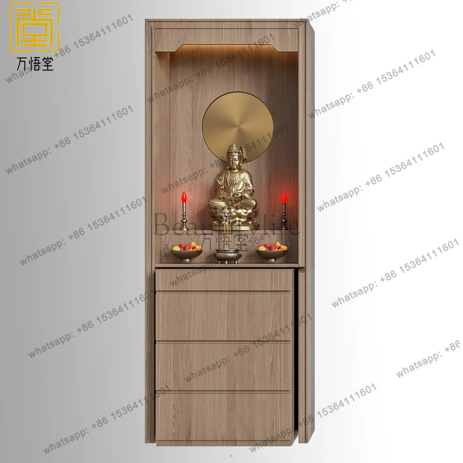 LSBuddhist Altar Table Solid Wood Standing Cabinet Offering Table Shrine