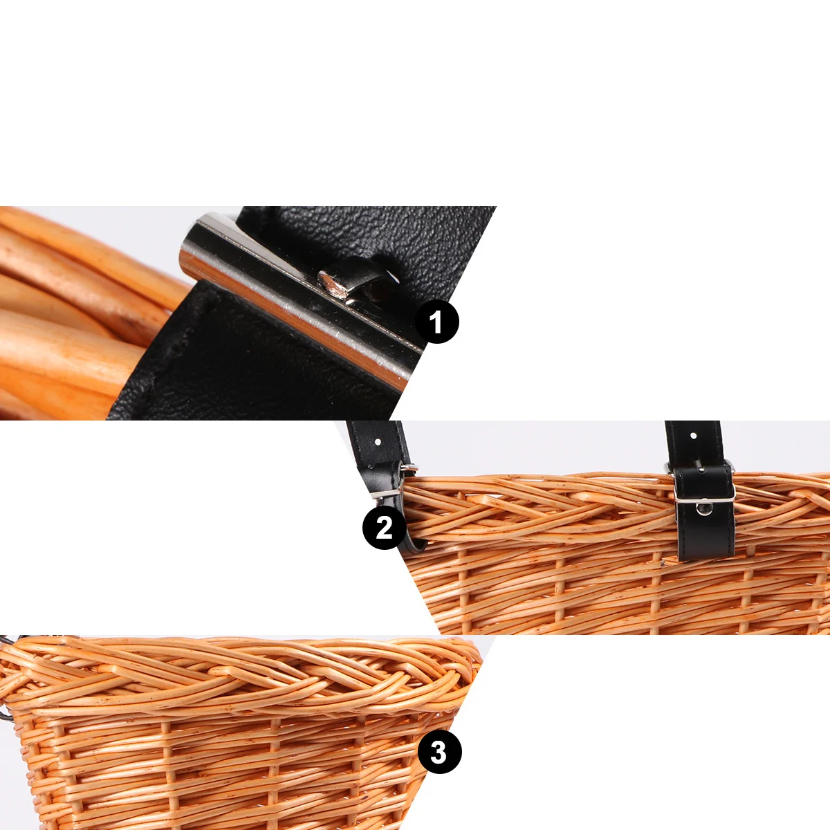 

Large Size Handmade Natural Willow Front Handlebar Basket Detachable Wicker Woven Bike Storage for Bicycle