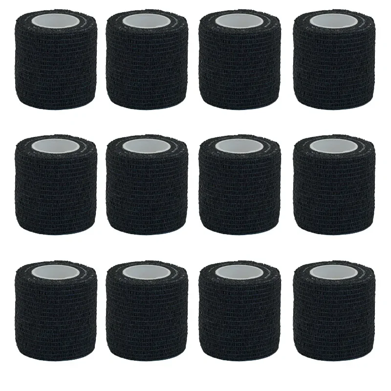 6Rollers Black 5*450cm Disposable Adhesive Tattoo Grip Tape Wrap Elastic Bandage Rolls For Tattoo Machine Grip Accessories