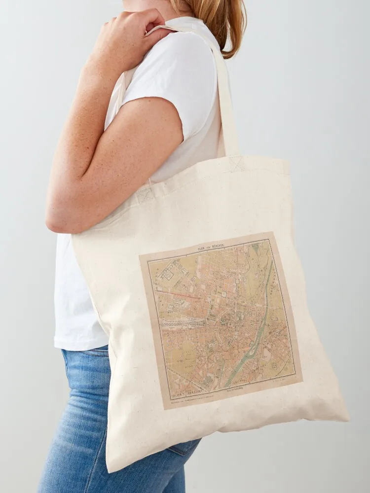 

Vintage Map of Munich Germany (1890) Tote Bag university shopper bag custom canvas bag shopping cart bags ecological bags