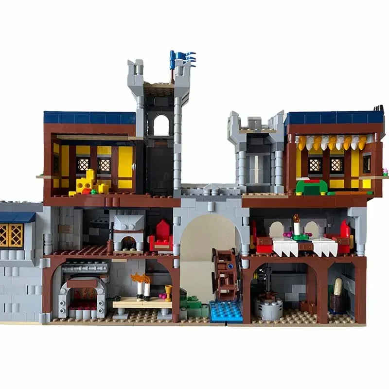 Moc Bouwstenen Fort Model Blauw Ridderkasteel Technische Bakstenen Diy Montage Constructie Speelgoed Voor Kinderen Vakantie Geschenken