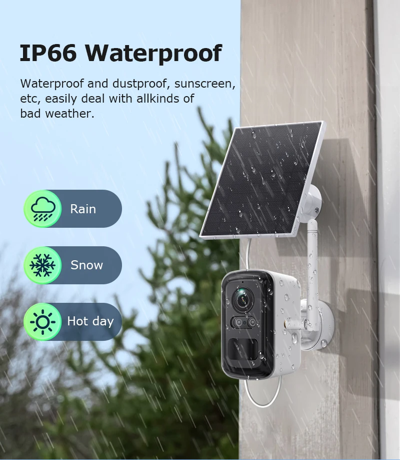 INQMEGA 3MP Solar Camera System 4 Cam Kit Wireless Camera System Outdoor 4000mAh Battery Wifi Camera Zero Fees Always fre ﻿
