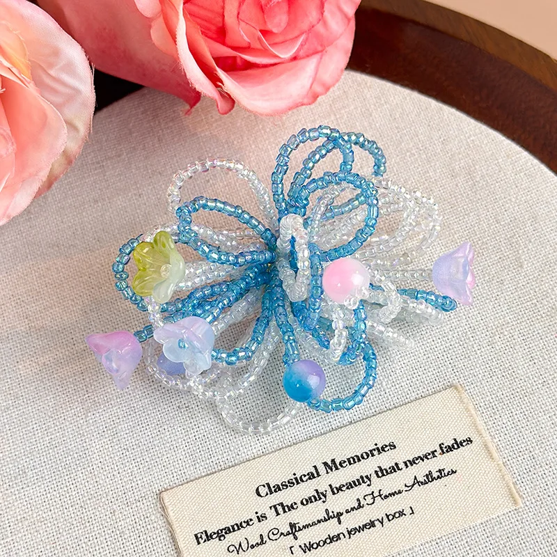 Dopamine Crystal Beaded Flower Shoe Clips Korean Style Jelly Shoes Decoration Removable DIY Charms Women Casual DIY Accessories