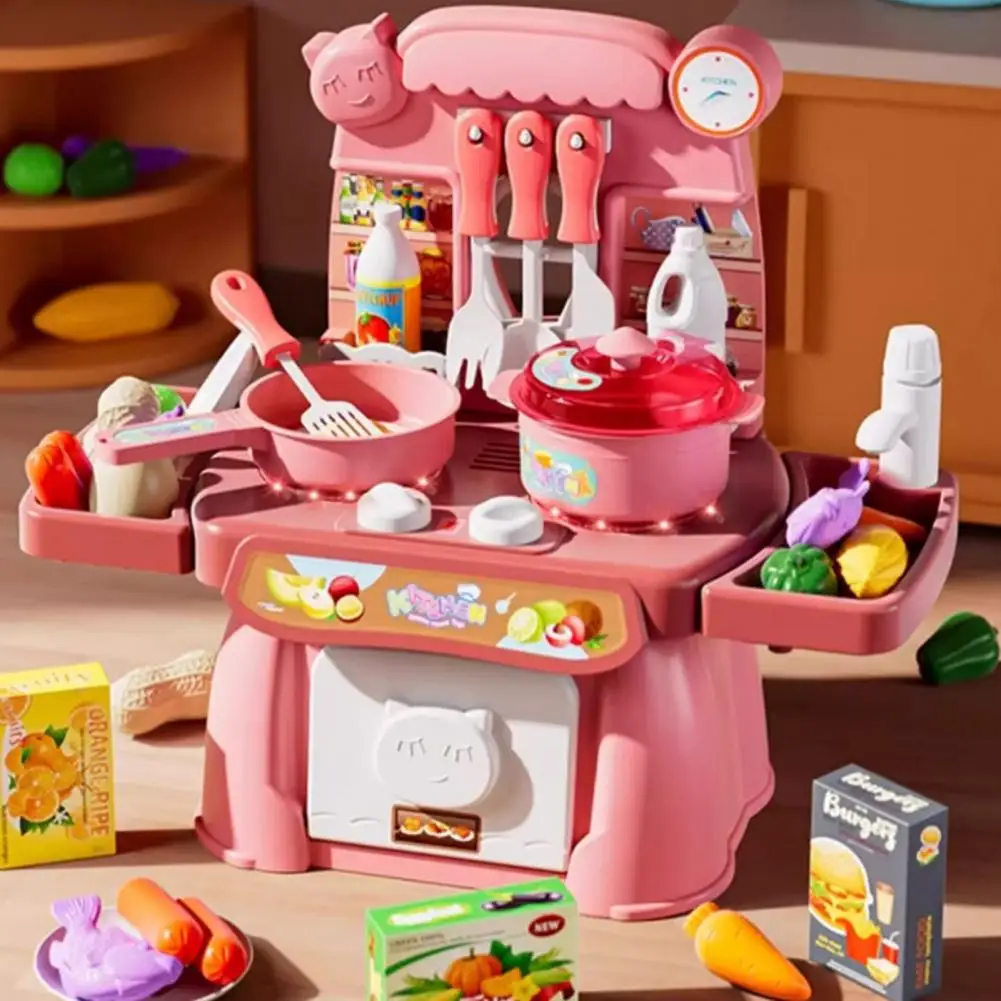 Juguete de cocina de inducción para niños, juego de cocina para niños con luz de sonido para educación temprana, 34 Uds., parrilla cultivada en casa para niños