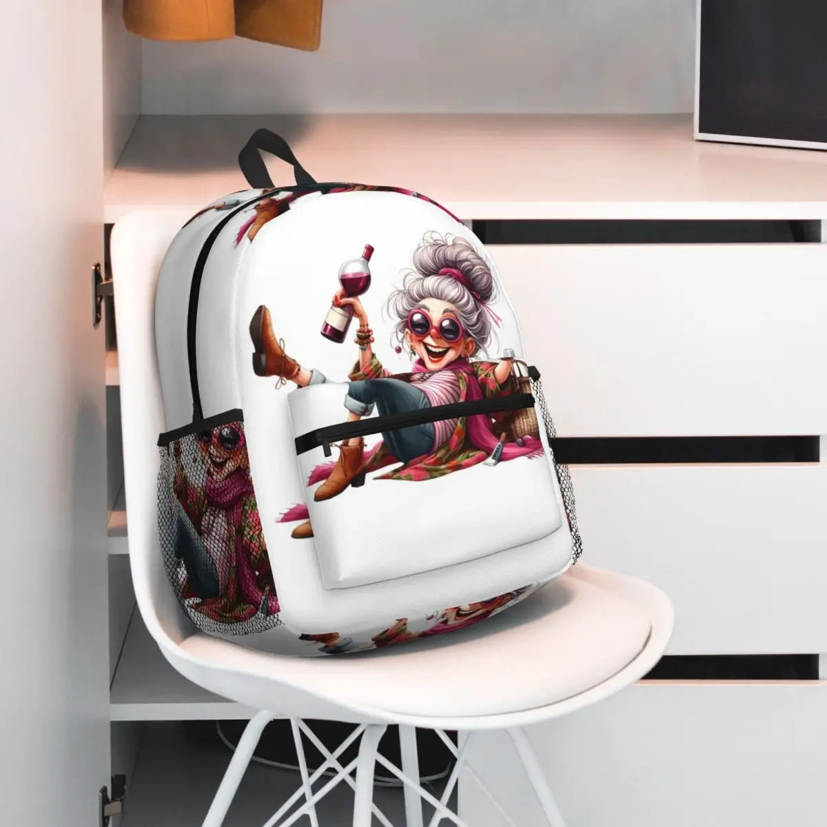 

Funny Happy Grandma Shopping Print 1 Backpack Student BookBag Children School Bag Computer Shoulder Bags for Boys Girls