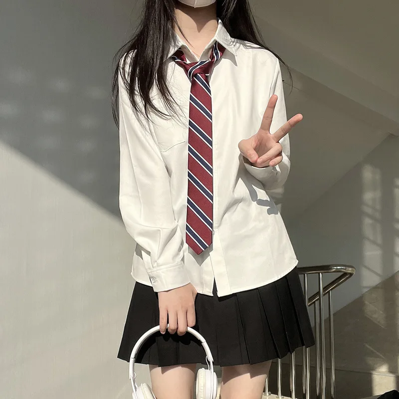 Japanese Teen School Uniform Girl Jk Shirt Various Styles Long-sleeve Short-sleeve White Top Graduation Women Authentic Products