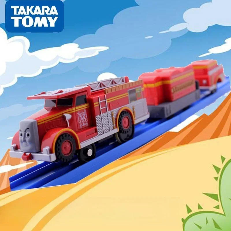 TAKARA TOMY 1:64 modelo de pista Thomas Train TS19 motor de bombeiros, brinquedo educativo infantil, perfeito para presentes de feriado aos amigos.