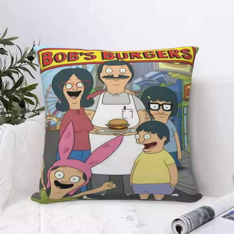 Bobs Funny B-Burgers Printing Pillowcases Cushion Cover Throw Pillow Cover Warm Home Decorations Square Multi-Size