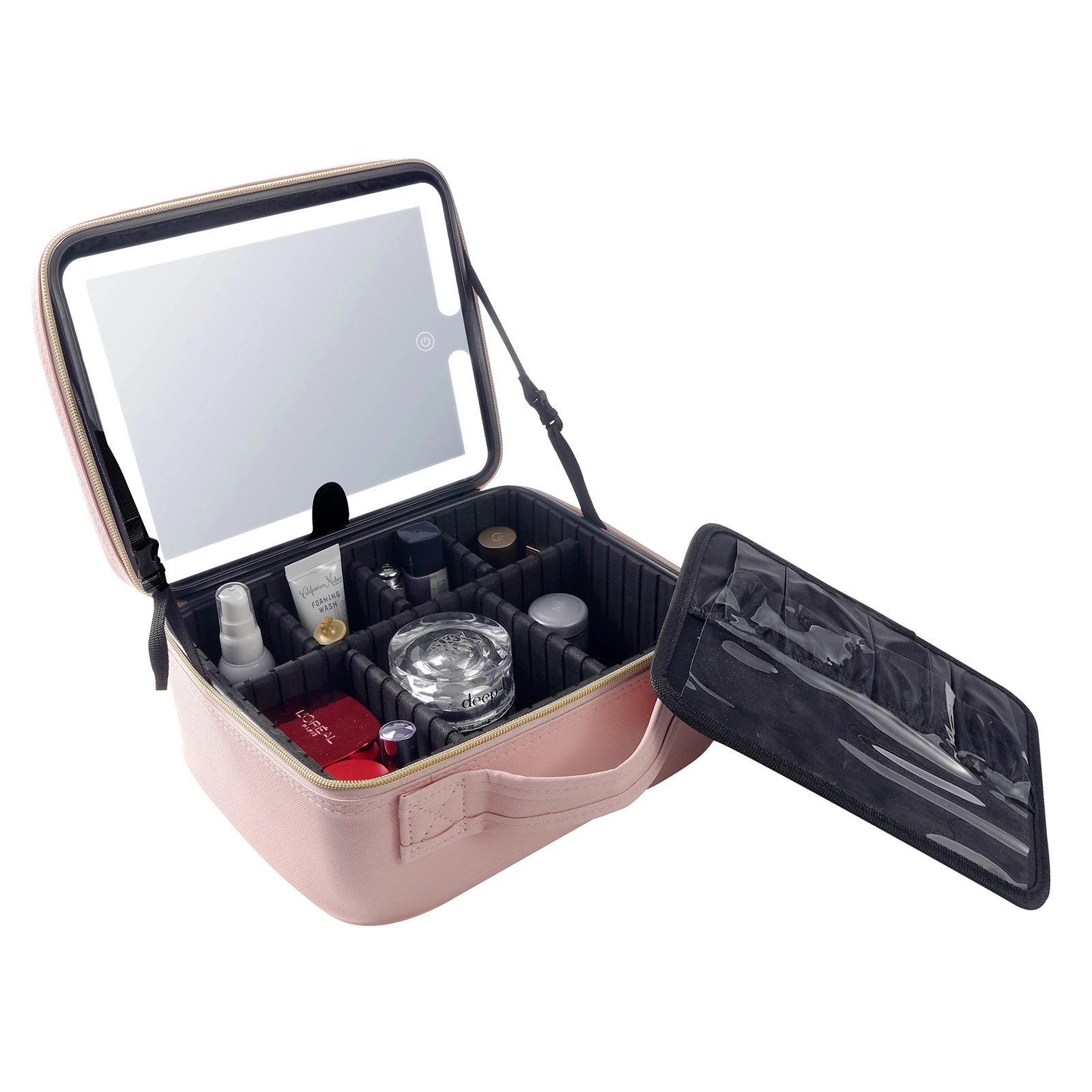 

Professional High-capacity Multilayer Portable Travel Makeup Bag Strap Pink