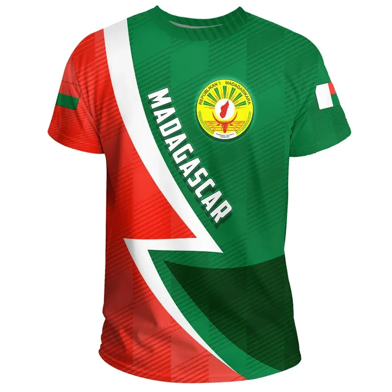 New Madagascar Flag Graphic 3D Print T-shirts Madagascar National Emblem Men’s Sports Tops  National Day Gifts Personalized Tee