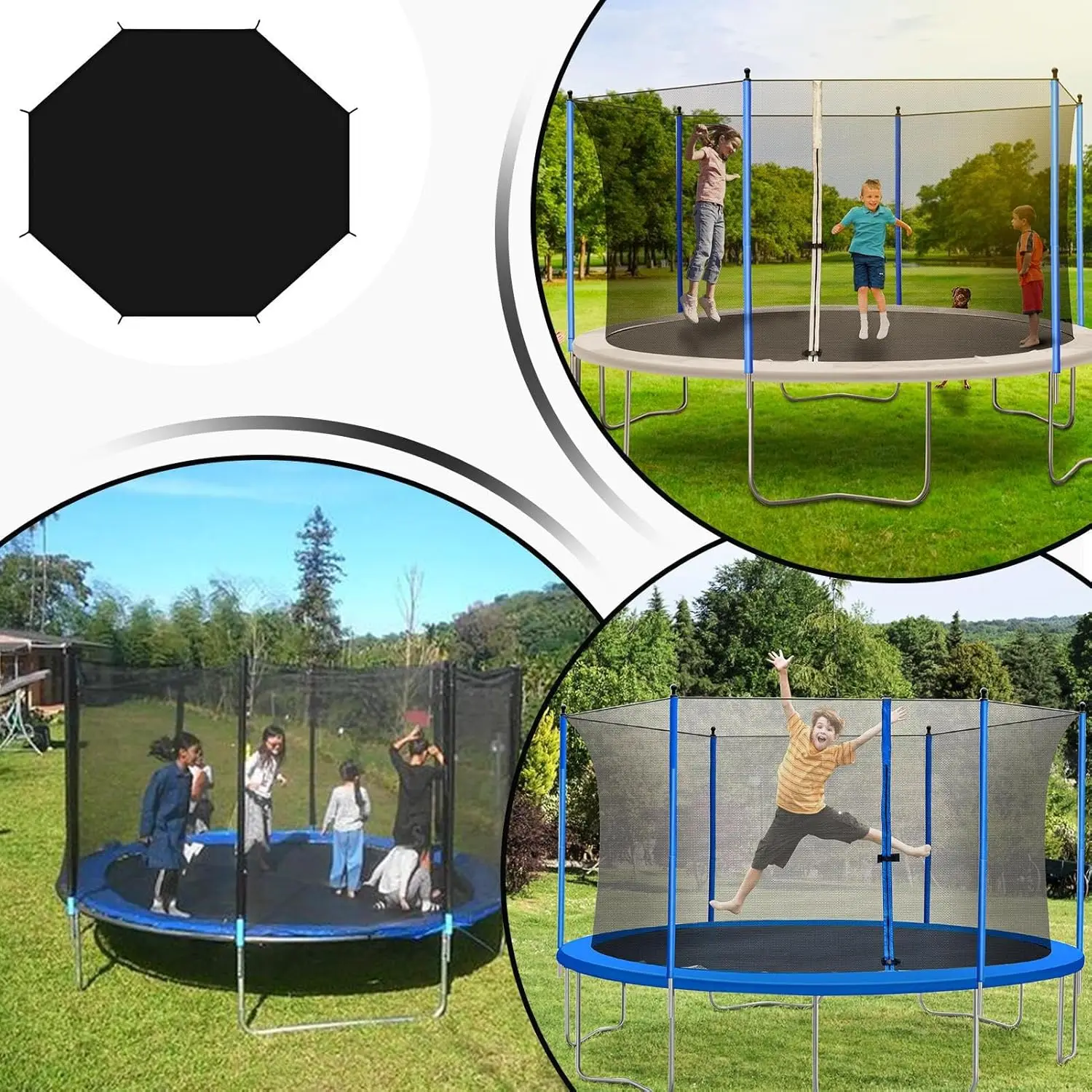 Trampoline Shade Anti UV Cover for 6 8 10 12 14 ft Round Nylon Tear Resistant Sunshade Top Outdoor Canopy for Backyard