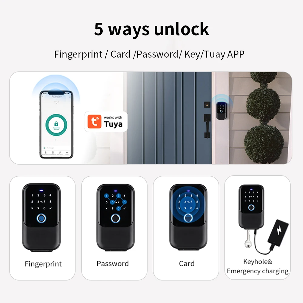 Waterproof Key Safe TTlock/Tuya Fingerprint Bluetooth Key Box App Remote Unlock Wall Mount Security Lock Box Safety Box Padlock