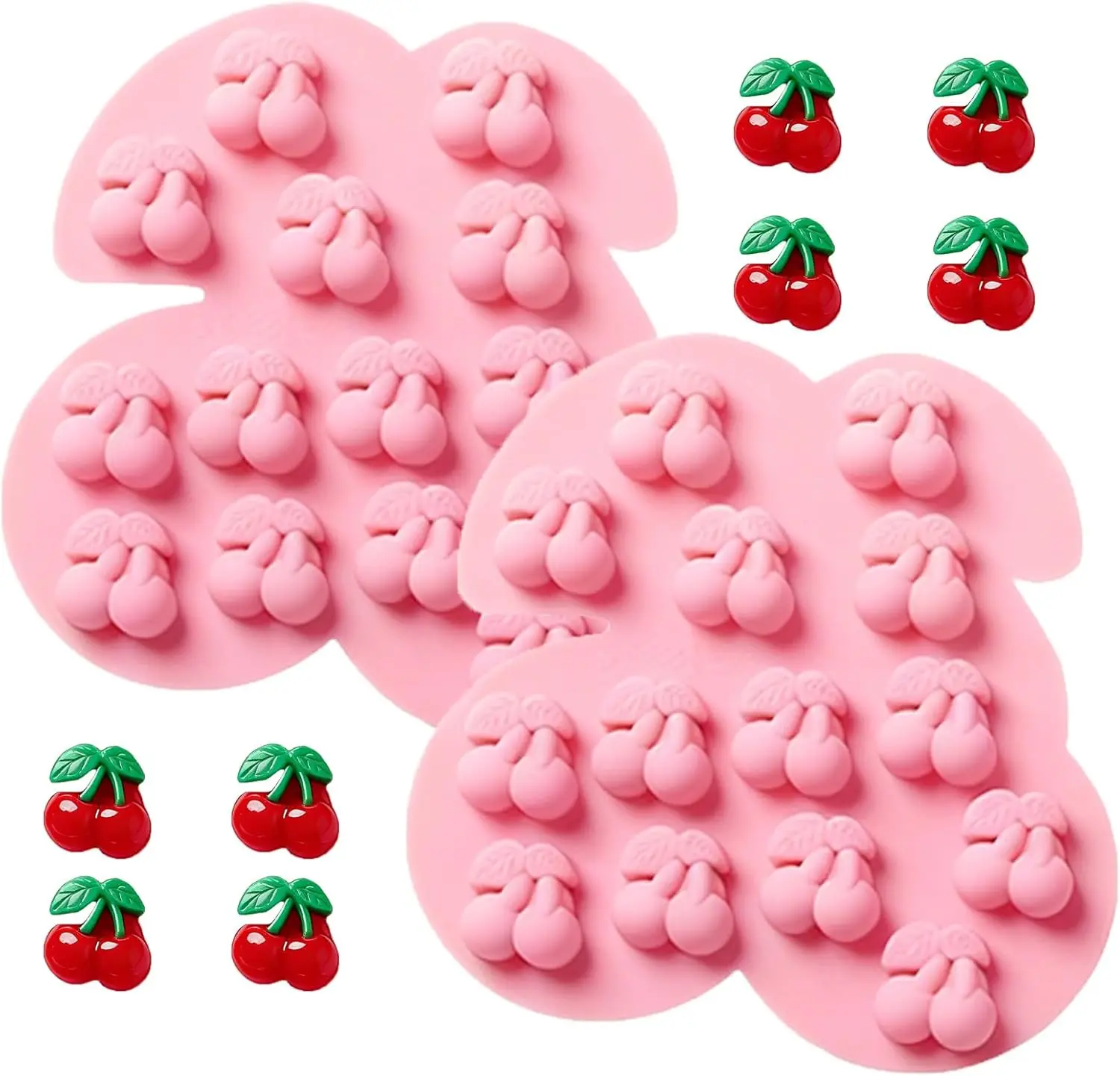 

14 Cavity Silicone Cherry Shape Molds Diy Cherry Fruit Molds for Chocolate, Candy, Jelly, Ice Cube, Cake Decoration Accessories
