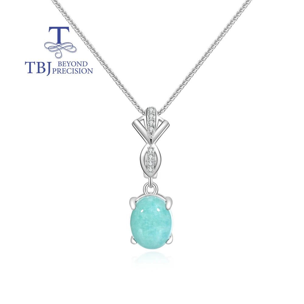 

2,97 карата натуральный овальный 8*10 мм кулон с амазонитом, ожерелье из стерлингового серебра 925 пробы, настоящие драгоценные камни, изысканные украшения для женщин, подарок на день Святого Валентина