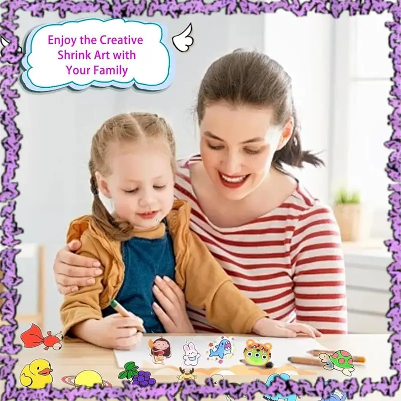 SCLL-160Pcs Shrink Plastic Sheets Kit,7.9 X 5.7 Inch Shrink Paper Sheets And Keychains Making Accessories For Kids DIY Craft