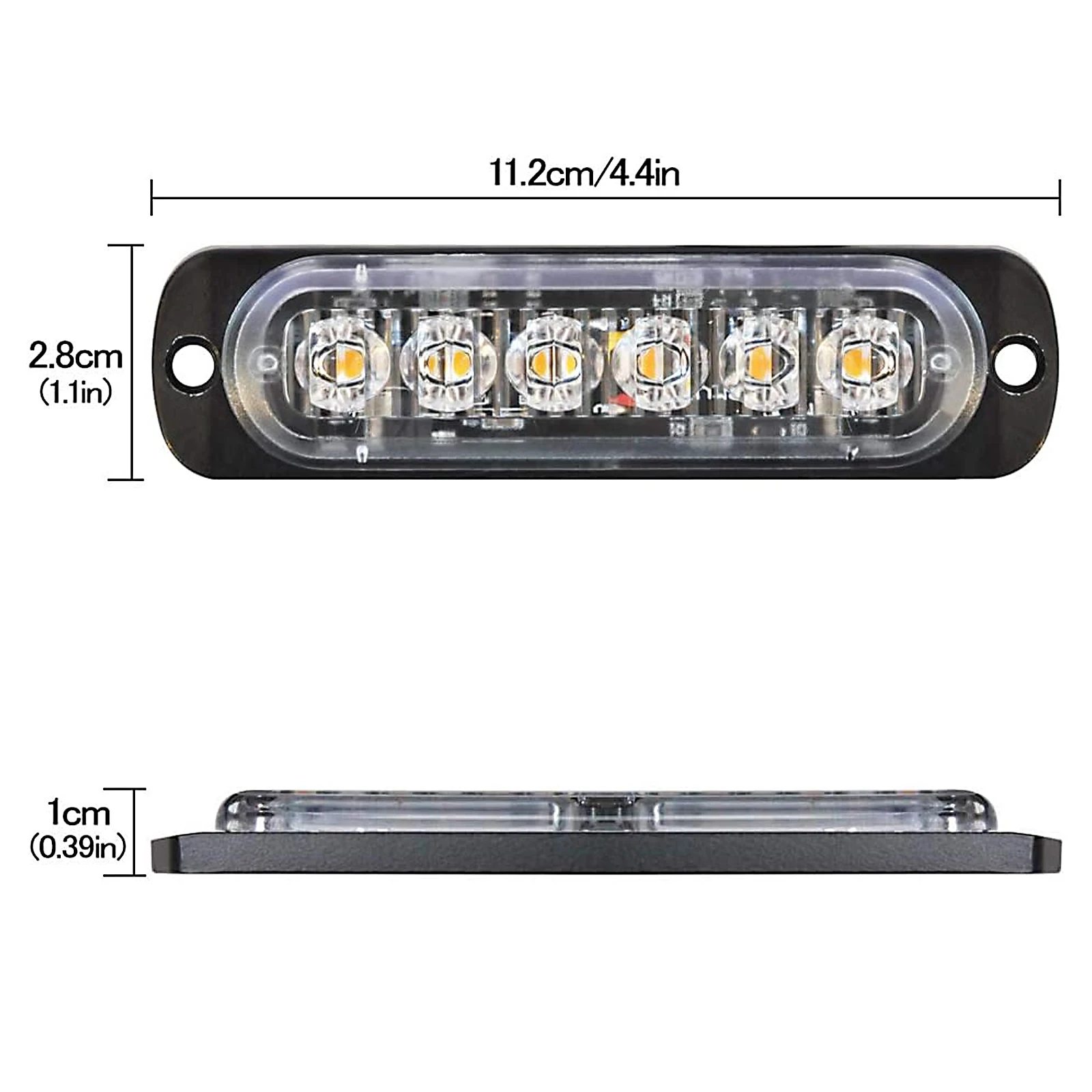 6 LED Emergency Warning Strobe Lights，12V -24V Waterproof Super Bright Hazard Flash Strobe Light for Vehicles Trucks