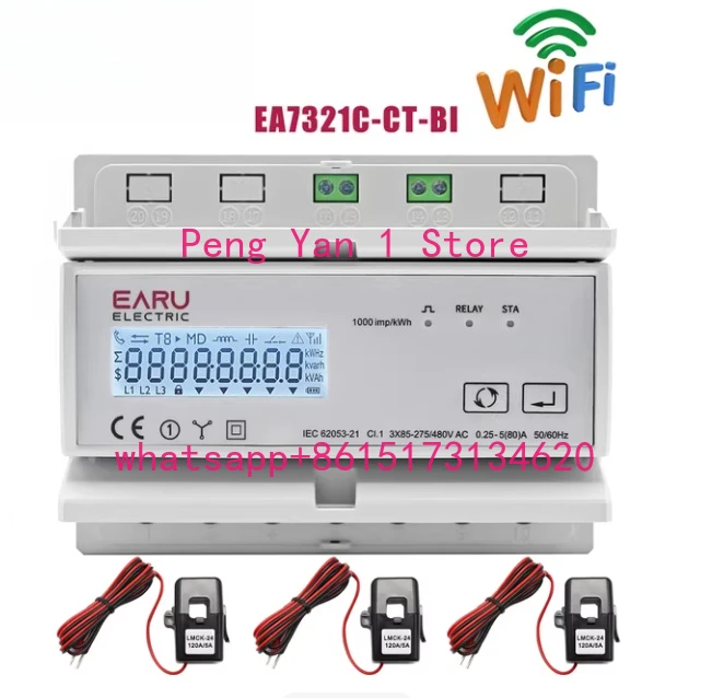 EA7321C-CT-80A (WiFi model) Three-phase two-way meter KWh monitor