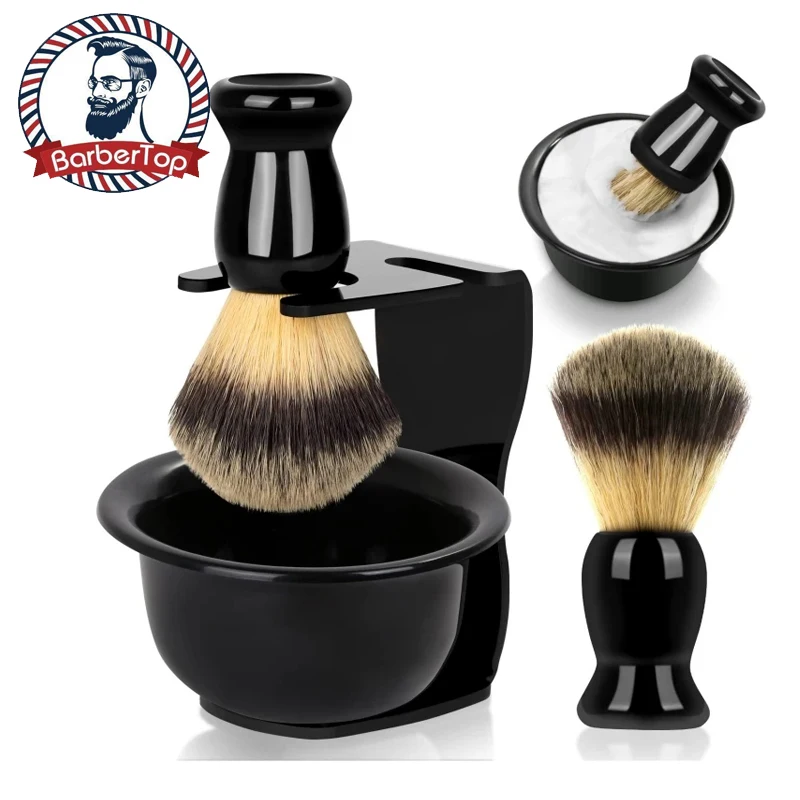 3 In 1 Mens Shaving Brush Bowl Set Abs Stand Razor Slot Wet Shaving Experience Barbershop Supplies