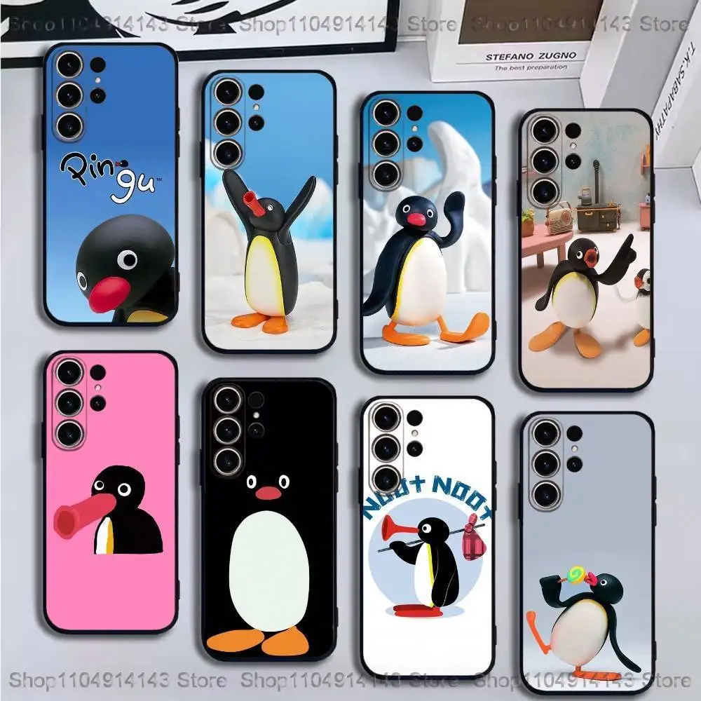 

Cartoon P-Pingu Penguin Cute Phone Case For SamsungS25,24,21,22,23,30,Ultra,20,Plus,Fe,Lite,Note,10,9,Soft Black Cover