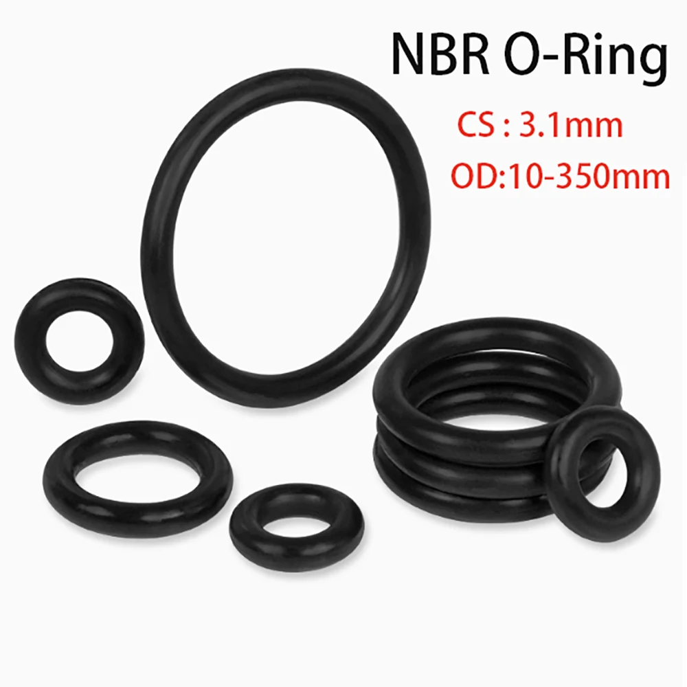 

CS 3.1mm Black NBR Rubber O-Ring Gaskets OD 10/11/12/13-350mm Oil Resistant Acid & Alkali Resistant O-Rings Sealing Gasket