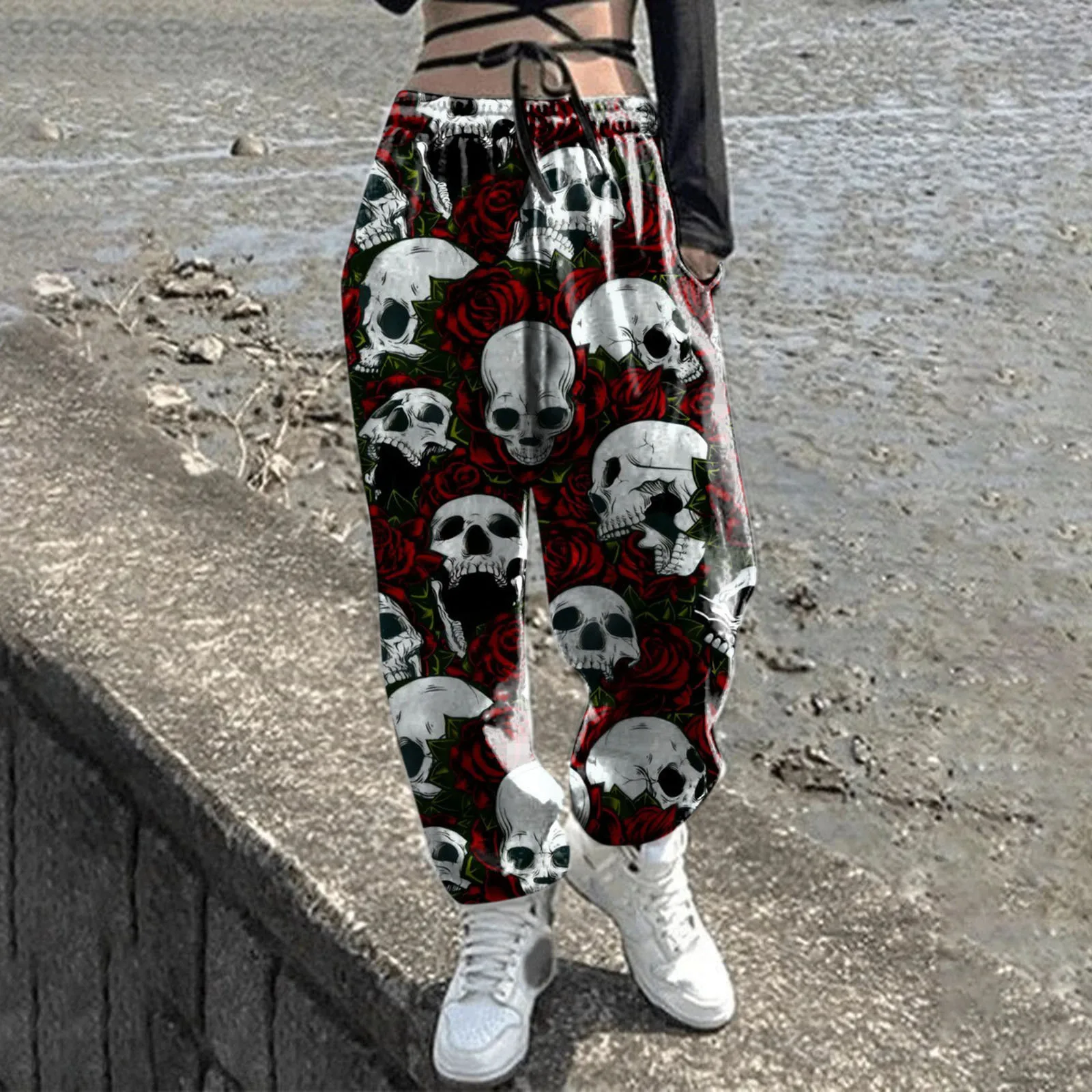 2023 Halloween Women\'s Pants 3D Printing Casual Harlan Pants Versatile Straight Leg Pants Fashion Knee Length Pants Sports Pants