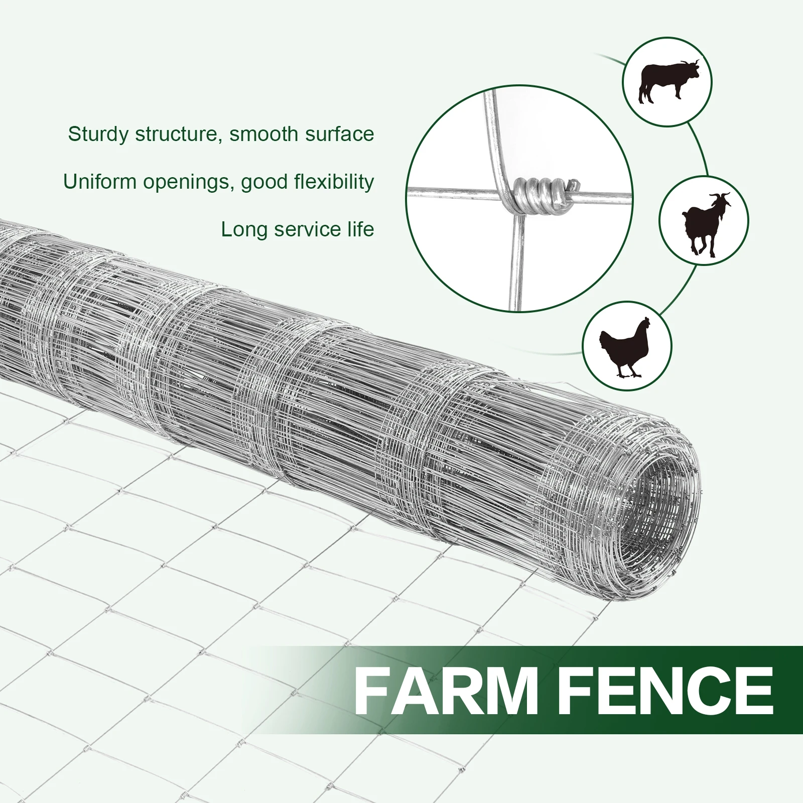 Malla de Alambre Metálica Galvanizada para Cercas, Malla de Alambre para Gallineros, para Jardín y Protección de Animales