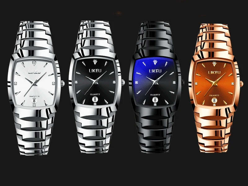 Couple Quartz Watch for Men Women Quality Ladies Calendar Tungsten Steel Color Reloj Male Business Man Clock Luxury Wristwatch