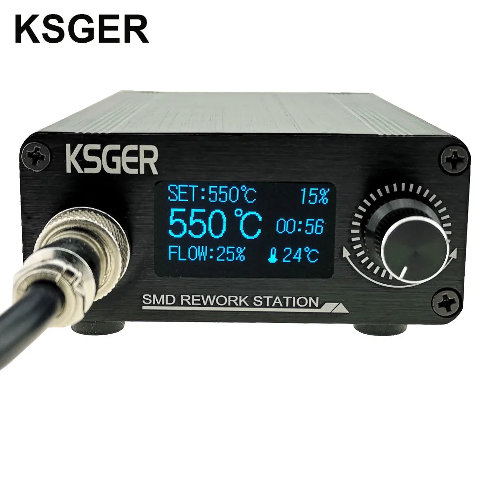 KSGER Hot Air Gun Rework SMD Soldering Station STM32 OLED DIY Air Dryer Handle Electric Tools Welding Tools Aluminum Alloy Case