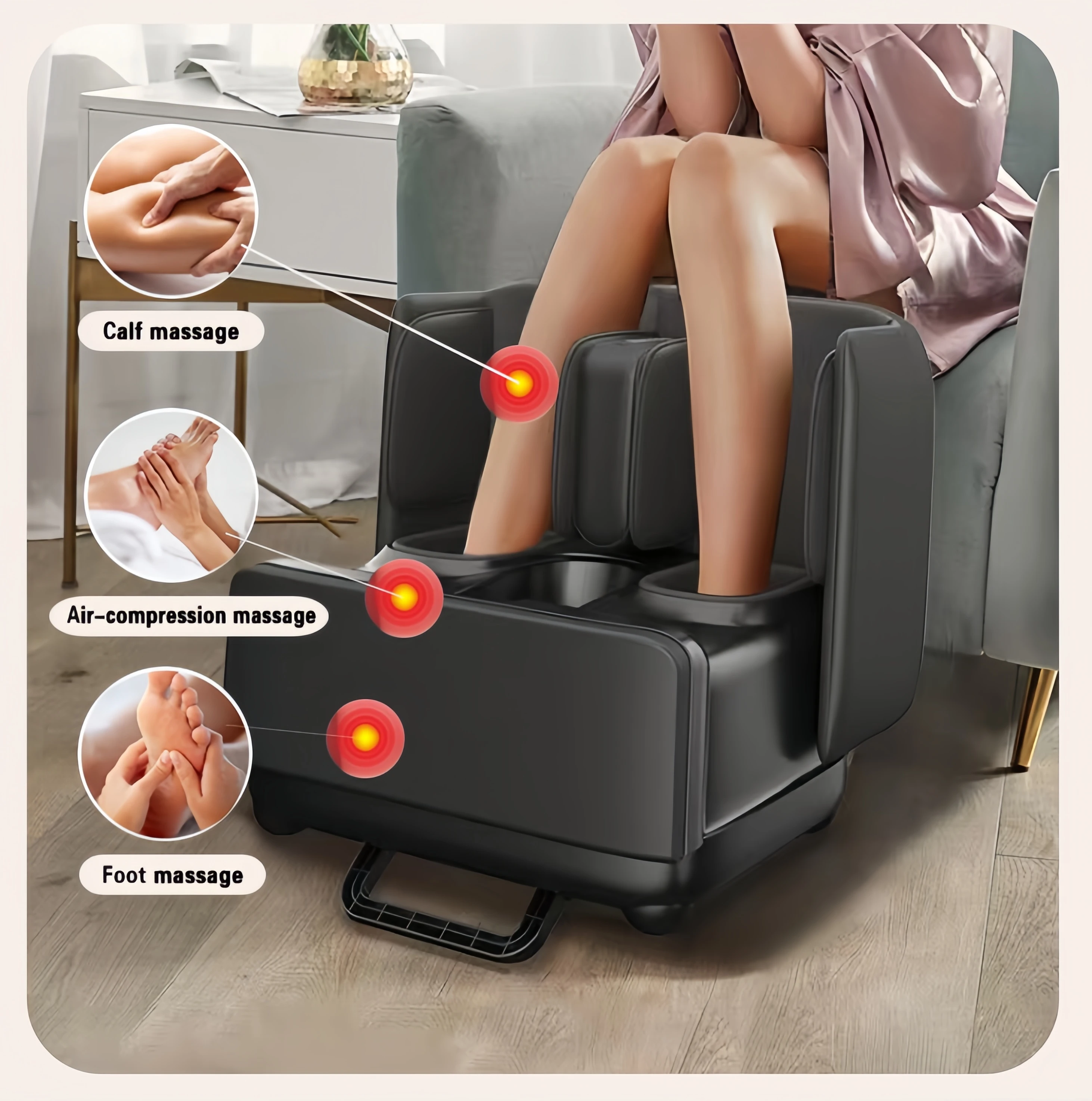 2 in 1 Foot Massager Foot Stool Shiatsu Foot Calf Massager Hot Air Compression Leg Relaxation Home