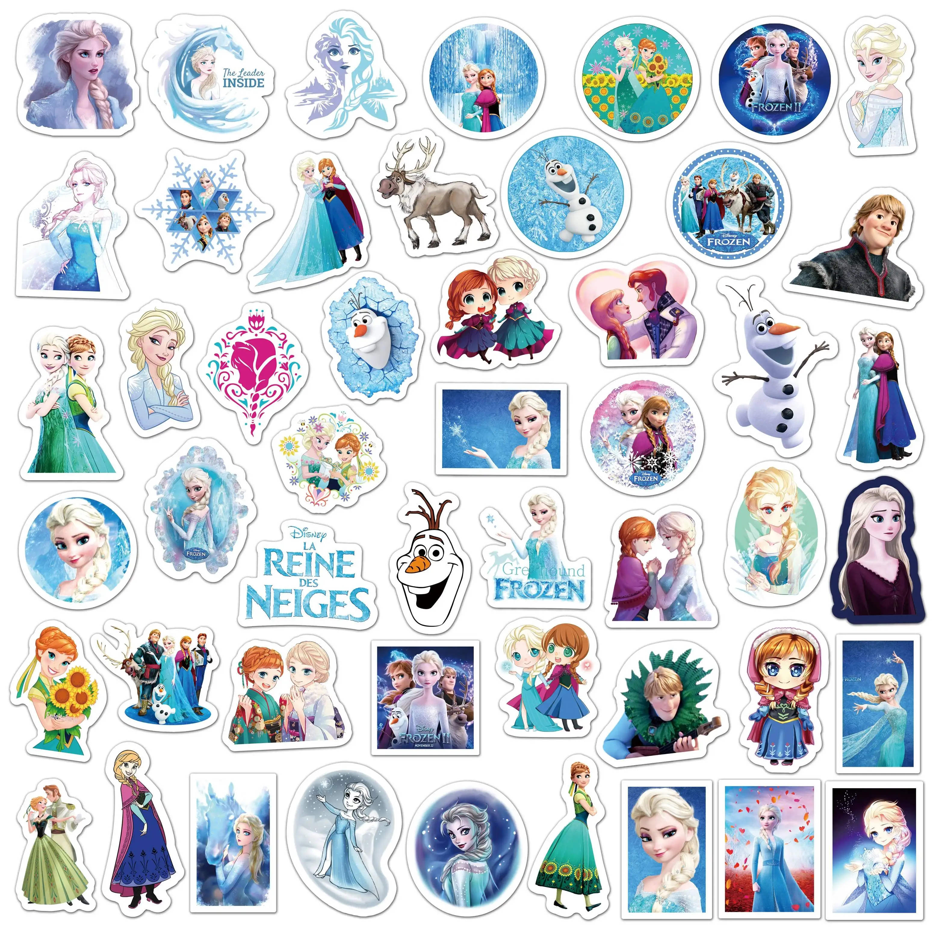 50Pcs Disney Frozen Princess Stickers Gift for Phone Luggage Scrapbooking Photo Album Stationery Decoration Sticker Toys