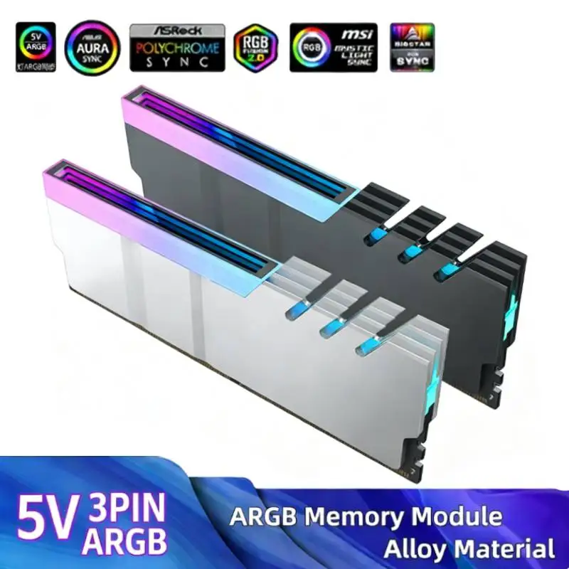 PC Computer DDR2 DDR3 DDR4 DDR5 5V 3PINA RGB Sync Memory Module Radiator PC RGB Colorful Ram Cooler Heatsink Cooling Shim Armor