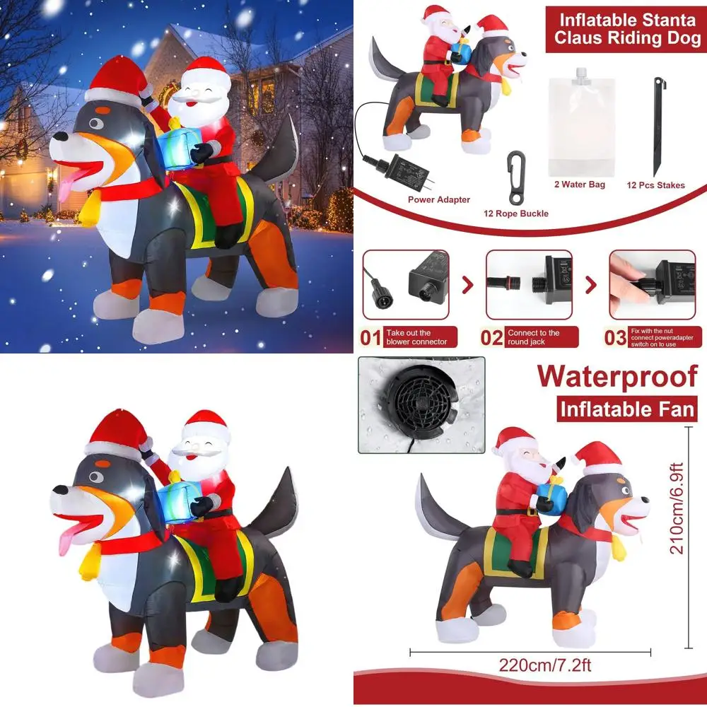 

7.2ft Santa on Dog LED Christmas Inflatable Outdoor Yard Decoration