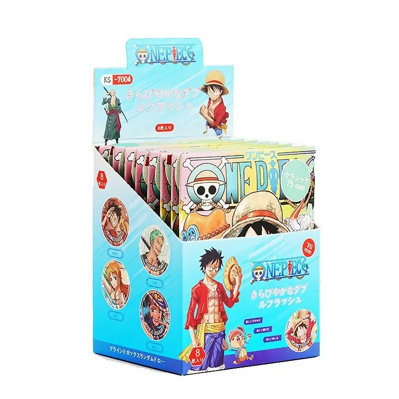 

One Piece Baiji Blind Box Glass Shard Holographic Badge Pin Peripheral Blind Box Fun Surprise 75mm Tinplate Gift for Giving