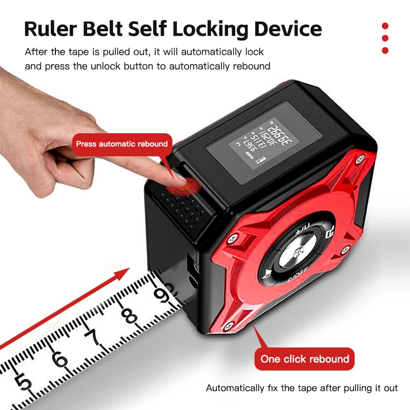 WENMEICE 2 in 1 Laser Tape Measure 5m/40m Laser Distance Meter Telemetro digitale a infrarossi Laser Measuring Tape Measure Tool