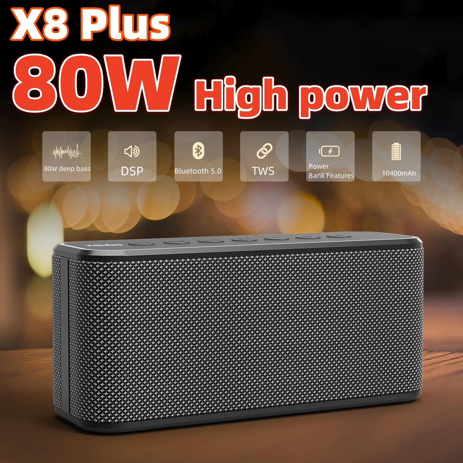 

80W High-Power Bluetooth Speaker Subwoofer TWS Interconnected Stereo Surround Sound System Pillar caixa de som bluetooth